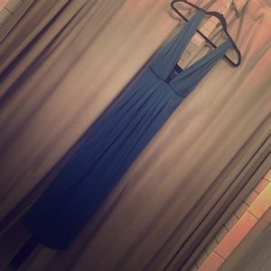 Free people maxi dress blue and black dbl slit